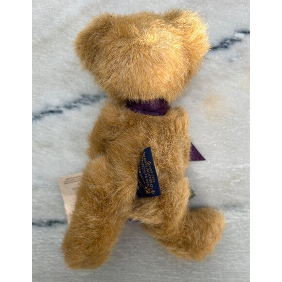 Boyds Plush Teddy Bear With Purple Bow & Floral Accent - Picture 2 of 8
